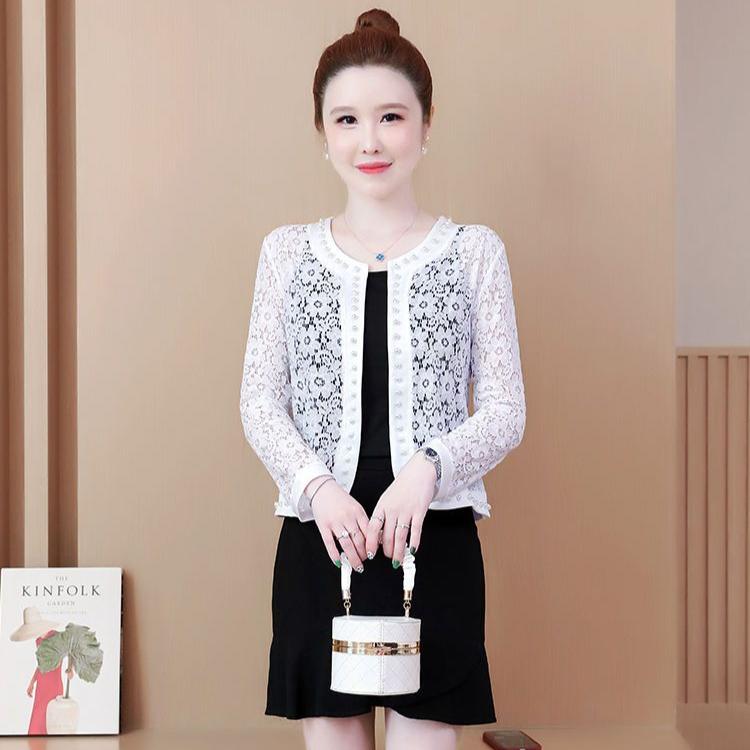 Summer Thin Plus Lace Shawl Short Jacket Paired with Skirt and Cardigan for Sun Protection