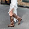 2025 autumn and winter new long boots thick heel fashion boots belt buckle trouser boots high boots medium heel women's boots western women's boots