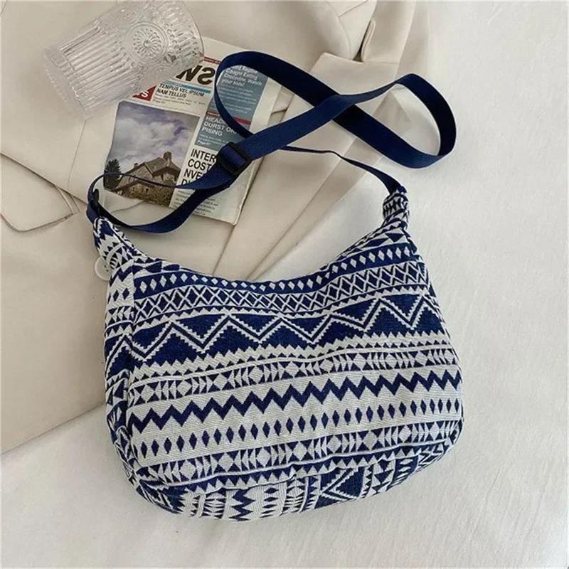 Women's Shoulder Bag,Ethnic Style Canvas Hobo Bag