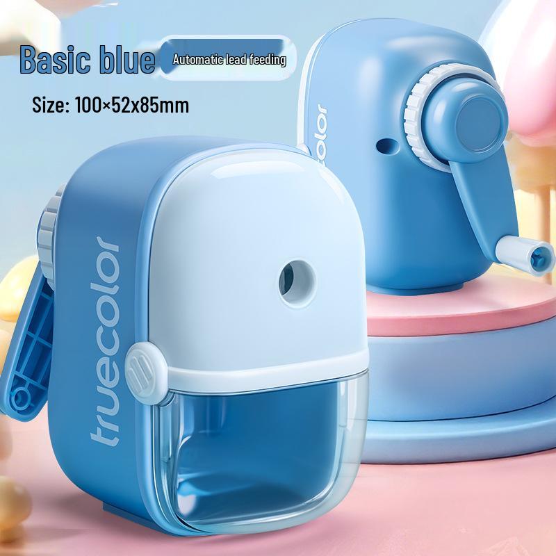 True Color Hand-Crank Pencil Sharpener with Automatic Lead Advance for Students and Kids