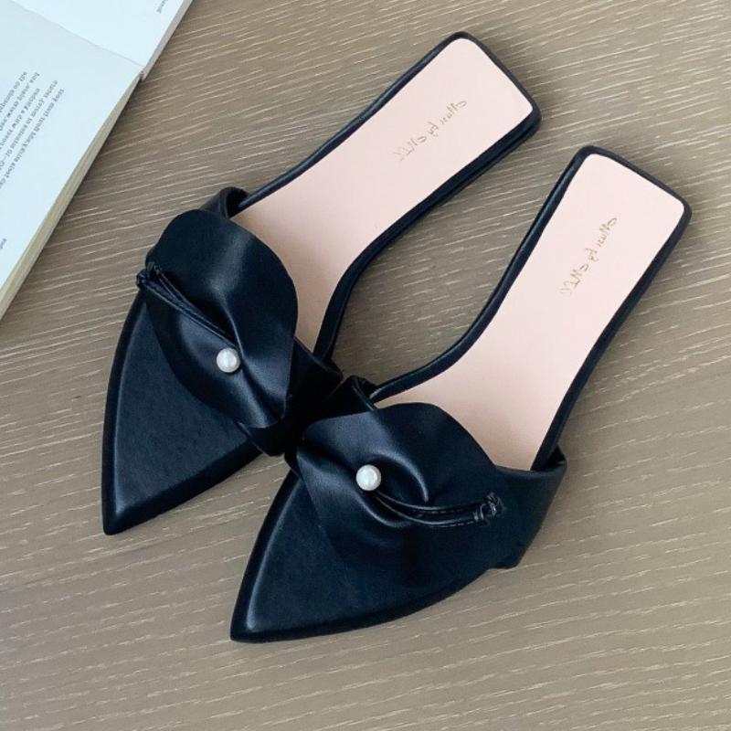 

Fashion Fashion Flower String Bead Decoration Flat Slippers Women Sexy Open Toe Non Slip Designer Slipper Comfort Soft Sole Beach Sandal 35 чёрный