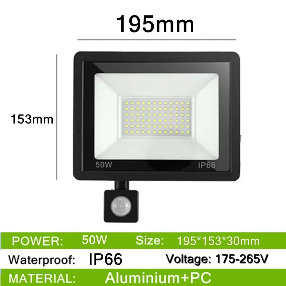 AC220V PIR Motion Sensor LED Flood Light IP66 Waterproof 200W 150W 100W 50W 30W LED Hanging Exterior Outdoor Wall Lamp Spotlight