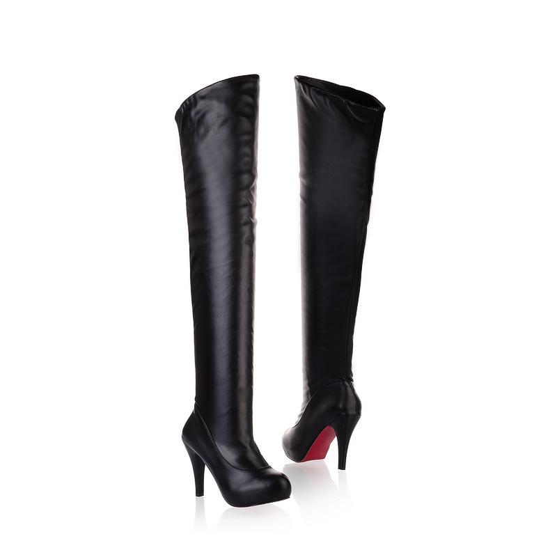 Sexy Spuer High Heel Over The Knee Boots Women Platform Stretch Boots Zipper Autumn Winter Fashion Women Shoes Black White