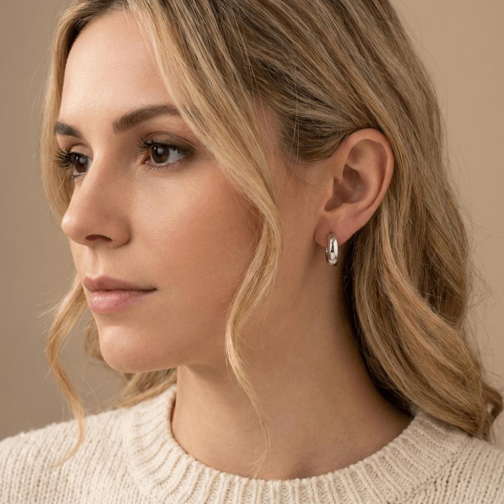 8/10mm Titanium Hoop Earring Silver Earlobe Piercing Jewelry Punk Cartilage Circle Earring Daily