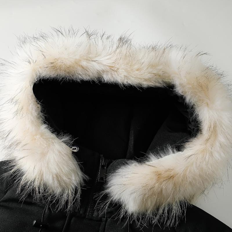 % down new national standard white duck down down jacket for men and women in winter loose Parker thickened large fur collar jacket for men