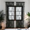 2 Pcs Ruffled Edge Gauze Curtain Retro Lace Sheer Curtain Romantic French Lace Floral Curtain  Door