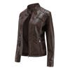 Women's Leather Coat Fashion Trend Simple Autumn Winter Stand Collar Zipper PU Leather Motorcycle Jacket for Women
