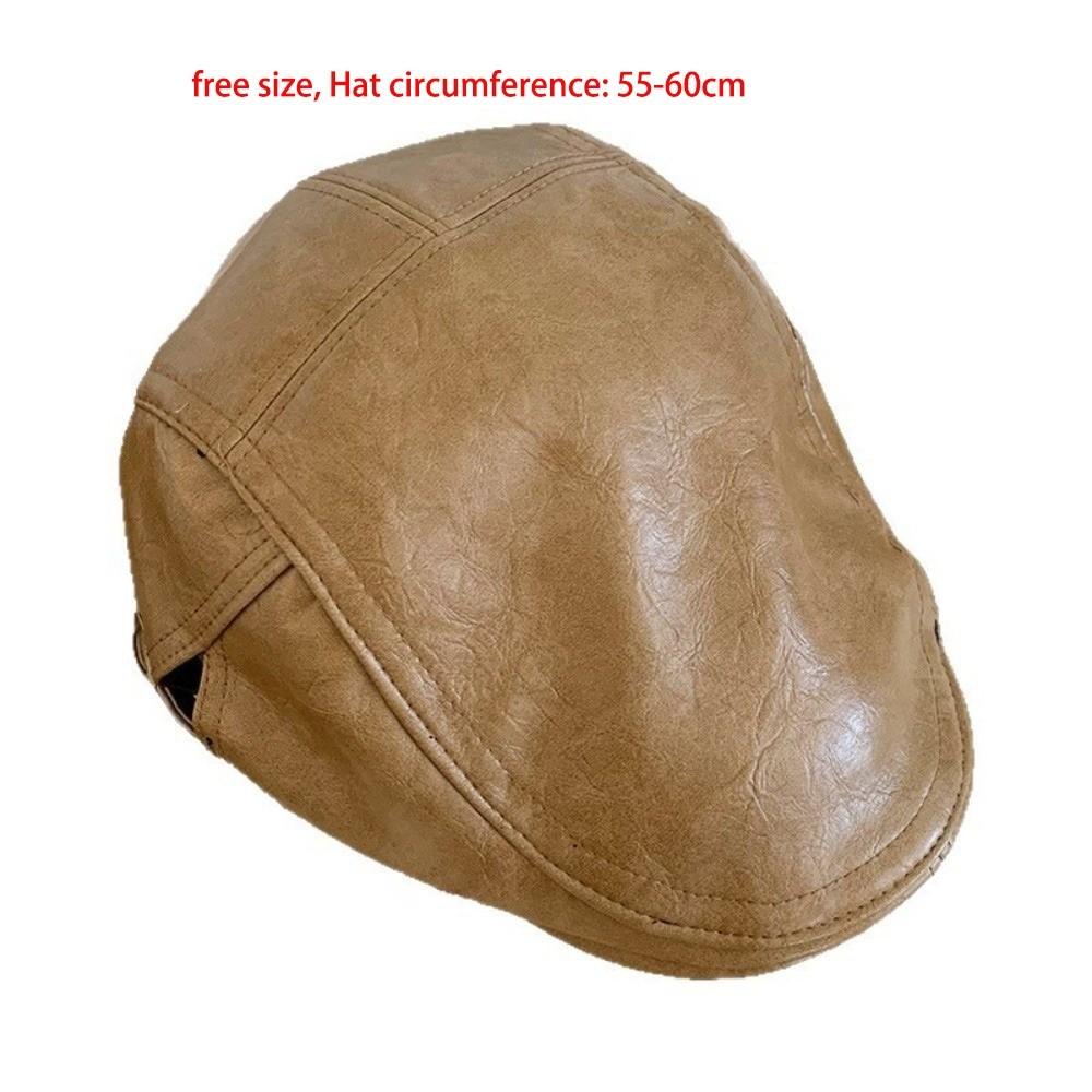 PU Leather Peaked Cap Vintage Newspaper Hat New Sun Hat  Outdoor Sports