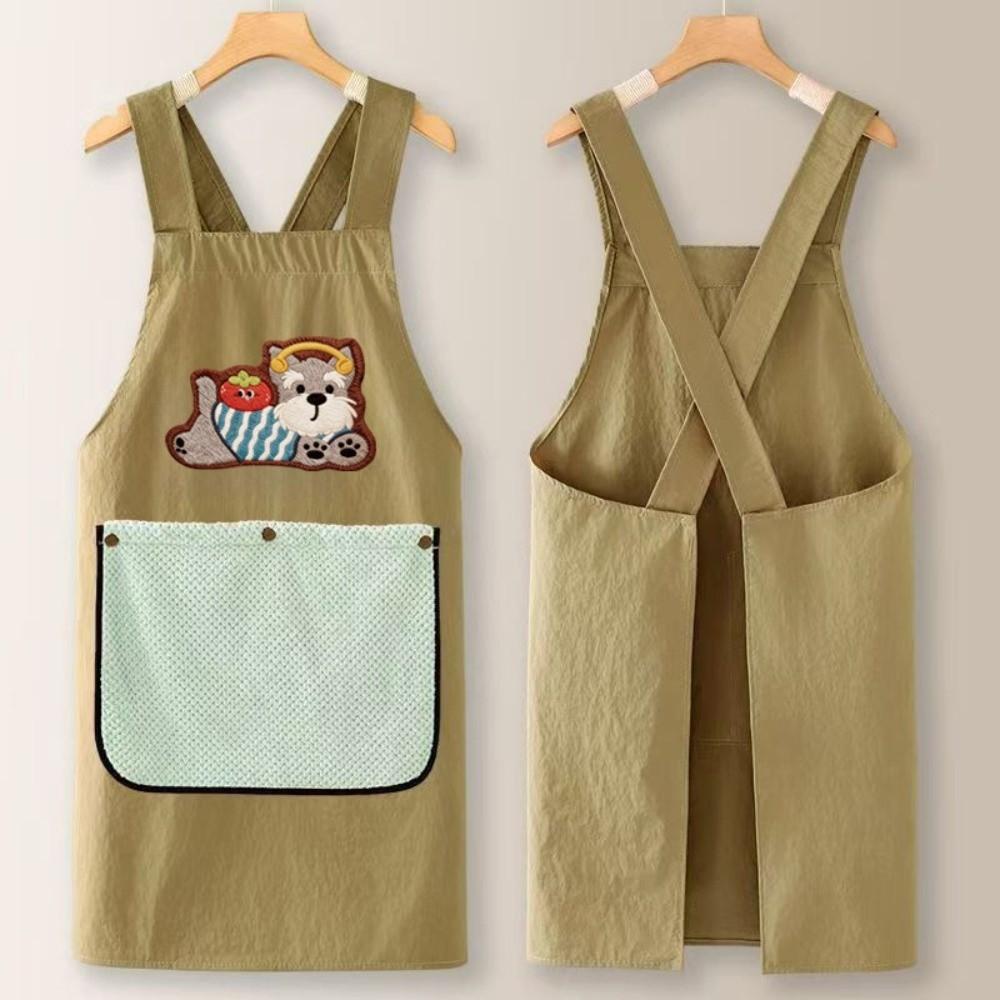 Dirt-Proof Waterproof Oil Resistant Apron Lightweight Cross Back Work Apron  Household Cleaning