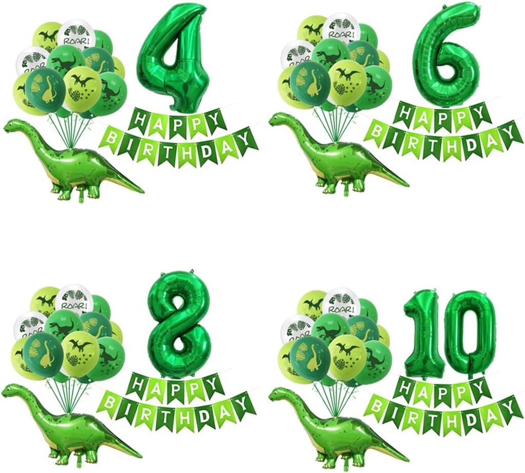 Balloons Dinosaur Latex Balloons Green Happy Birthday Banners Number Balls Jurassic Period Theme Children's Boy Birthday Party Decoration