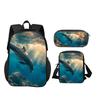 Mondo Subacqueo Set da 3 Pezzi Zaino Astuccio Borsa a Spalla Durevole alla Moda, Versatile Cartone Animato Ragazzo e Ragazza Compleanno Miglior Regalo