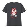 Kitsune Mask Japanese Fox Traditional Tokyo Yokai Harajuku Style Streetwear Aesthetic T Shirt with Raditional Sakura Design