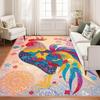 Rustic Rooster Area Rug,Soft Washable Colorful Floral Rooster Decor Kitchen Floor Mat,Non Slip Low Pile Farm Floral Animal Rug
