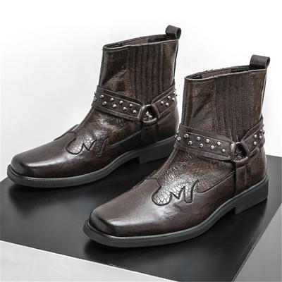 Moda Nowa Moda Zimowa Wysokie Trampki Punkowe Nity Chelsea Botki Brązowe Czarne Męskie Codzienne Luksusowa Marka Buty Wysokie Zapatos Hombre