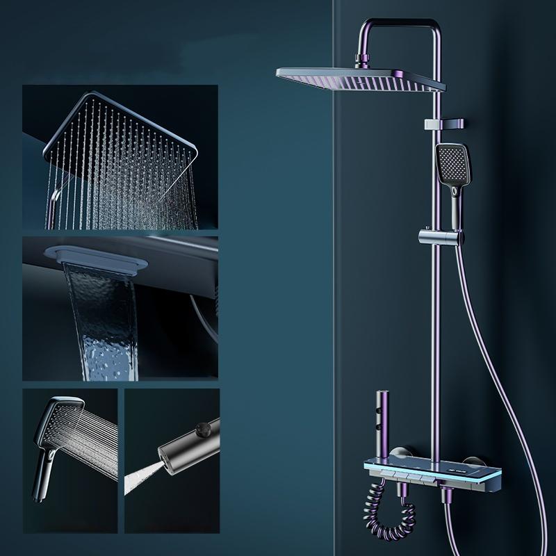 Smart Temperature Digital Display Shower Set Bathroom Rainfall Showers System Set Shower Faucet Full Set Booster Bath Nozzle