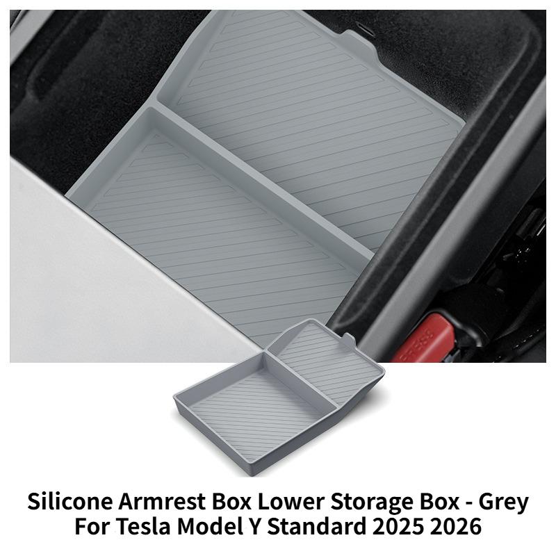 For Tesla Model Y Standard RWD 2026 Armrest Box Storage Box Center Armrest Box Bottom Storage Box Organizer Tray Car Accessories