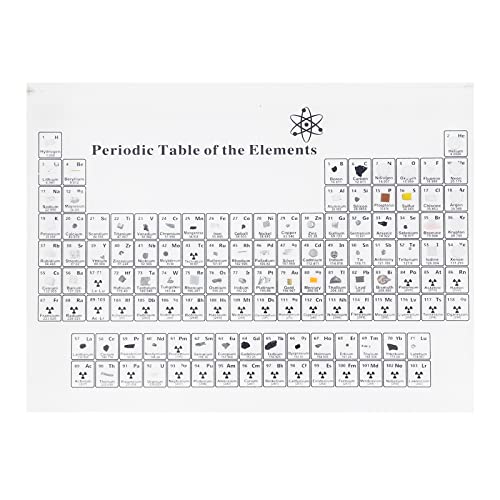 Hicello Periodic Table - Acrylic, Transparent, Made of Acrylic Glass, with Embedded Elements, Creates a Floating Effect, for Chemistry Study, Element