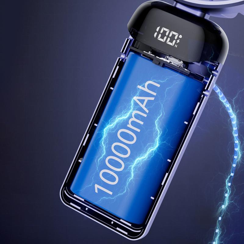 Usb El Tipi Mini Fan Katlanabilir Taşınabilir Boyundan Askılı Fanlar 5 Hızlı Usb Şarj Edilebilir Fan Telefon Standı ve Ekran ile