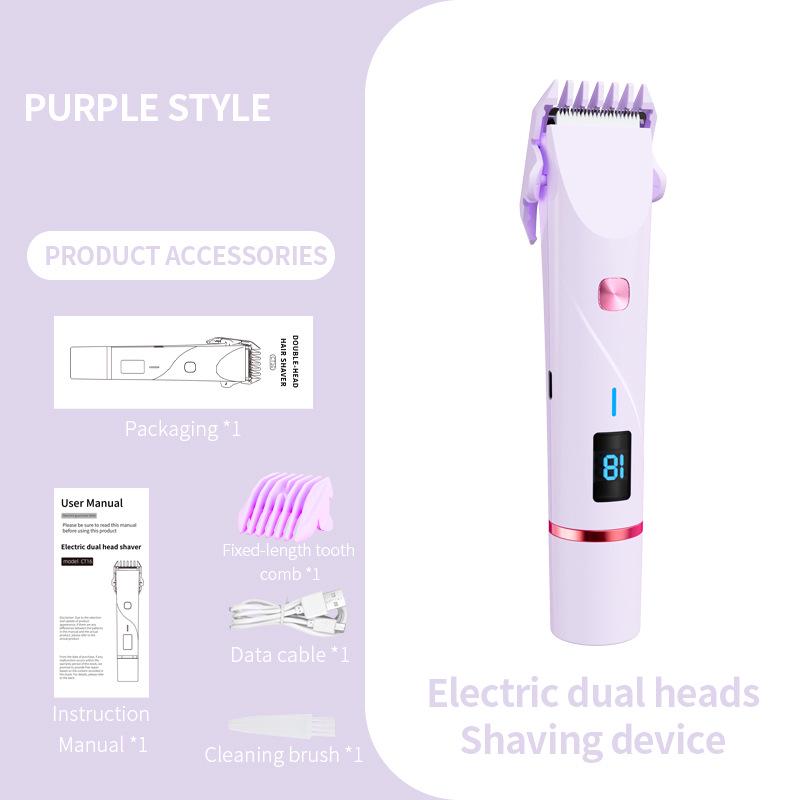 Women's Electric Epilator with Digital Display - Dual-Head, Full Body Use, Washable for Wet/Dry Shaving, Portable Hair Remover.