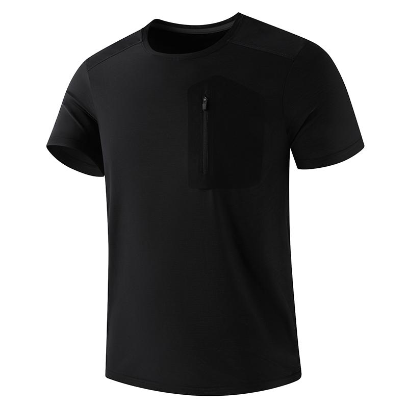 

Summer Men s Ice Silk T-shirt Outdoor Leisure Sports Quick-drying Round Neck Solid Color Short-sleeved T-shirt 2XL чёрный