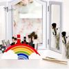 Back to School Stationery Supplies Wooden Rainbow Pencil Holder, Cute Desk Organizer, Office Art Supply Classroom Organizer for Kids, Teacher