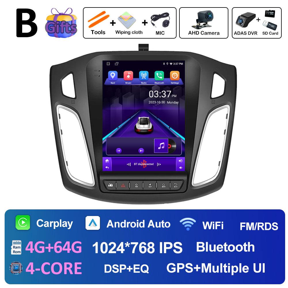 Android 14 Auto Radio Player  For Ford Focus 3 Mk 3 2011 2012 2013 2014 - 2019 DSP Stereo Cooling Fan 2.5D Touch Screen No 2 Din