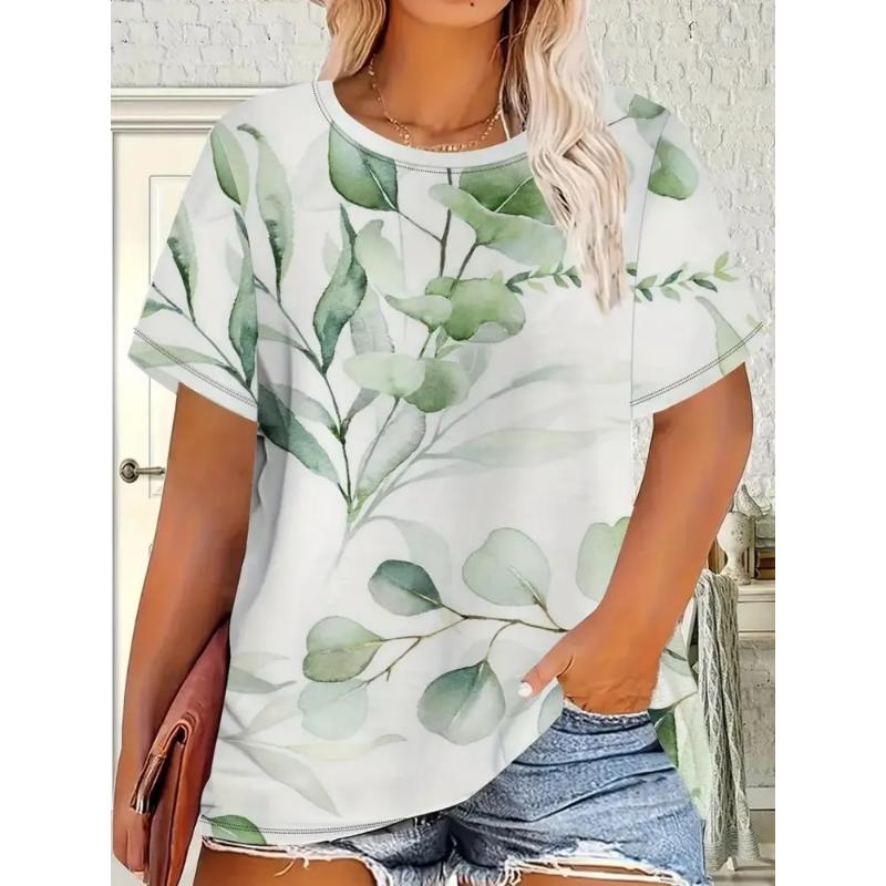 Zomer Dames T-shirt Creatief Bedrukt T-shirt met Korte Mouwen Modieus Comfortabel Zacht Ademend Katoenen T-shirt