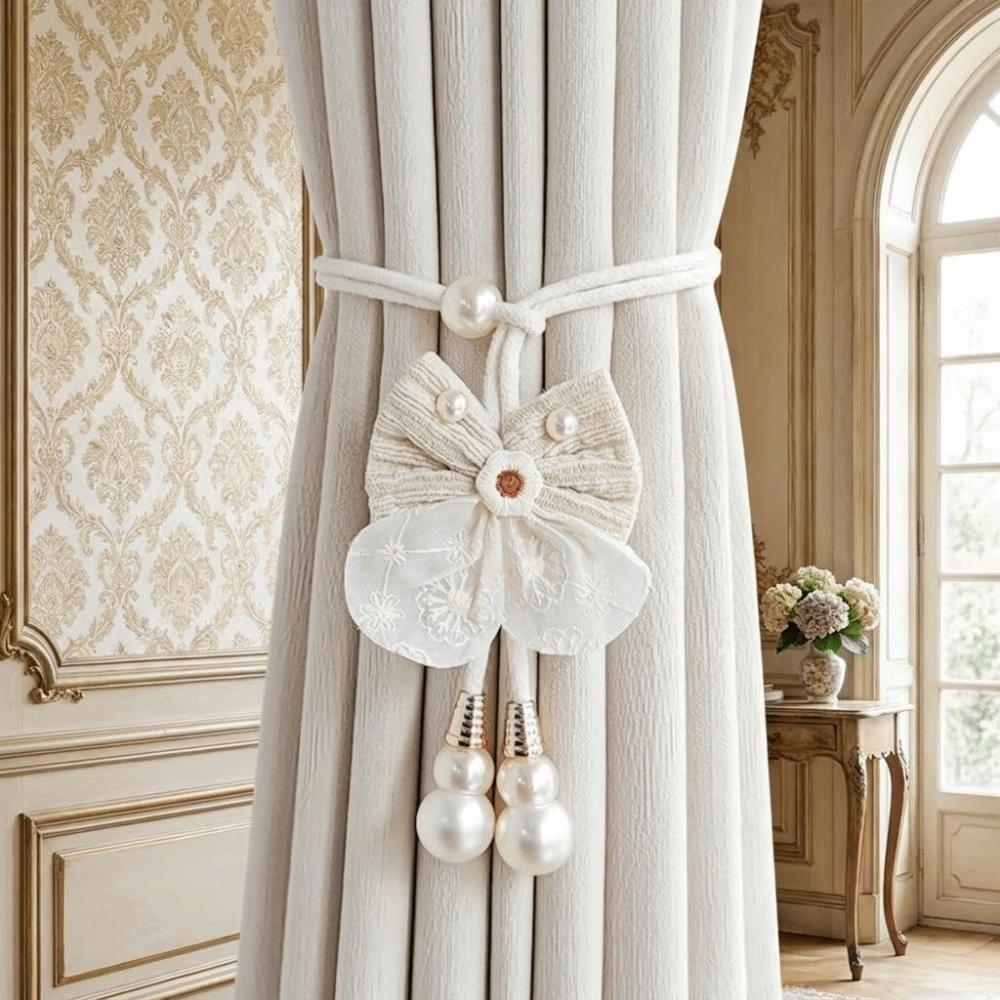 2PCS Romantic Window Curtain Tieback Adjustable Pearl Curtain Buckle Curtain Binding  Living Room