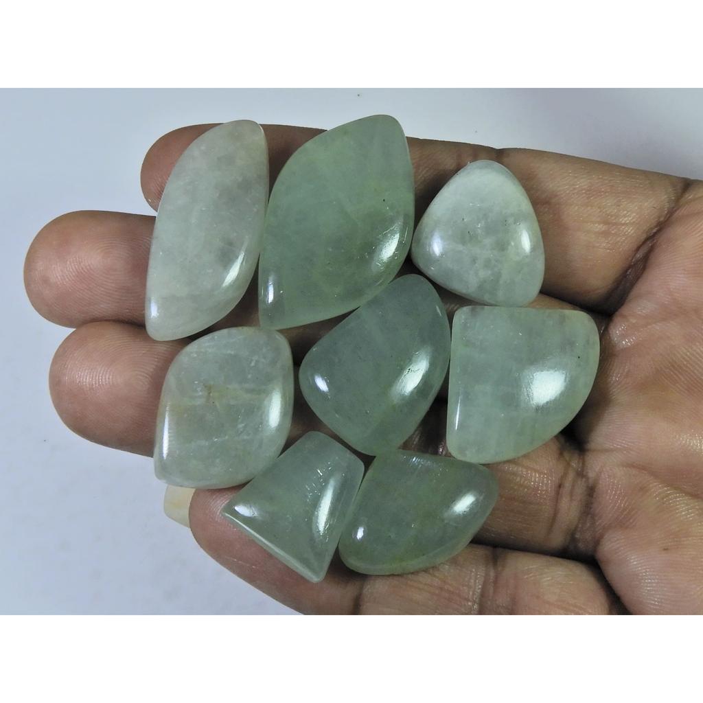 191Cts. Natural Aquamarine Fancy Cabochon Loose Gemstone 08Pcs Lot 16-35 MM C-1489