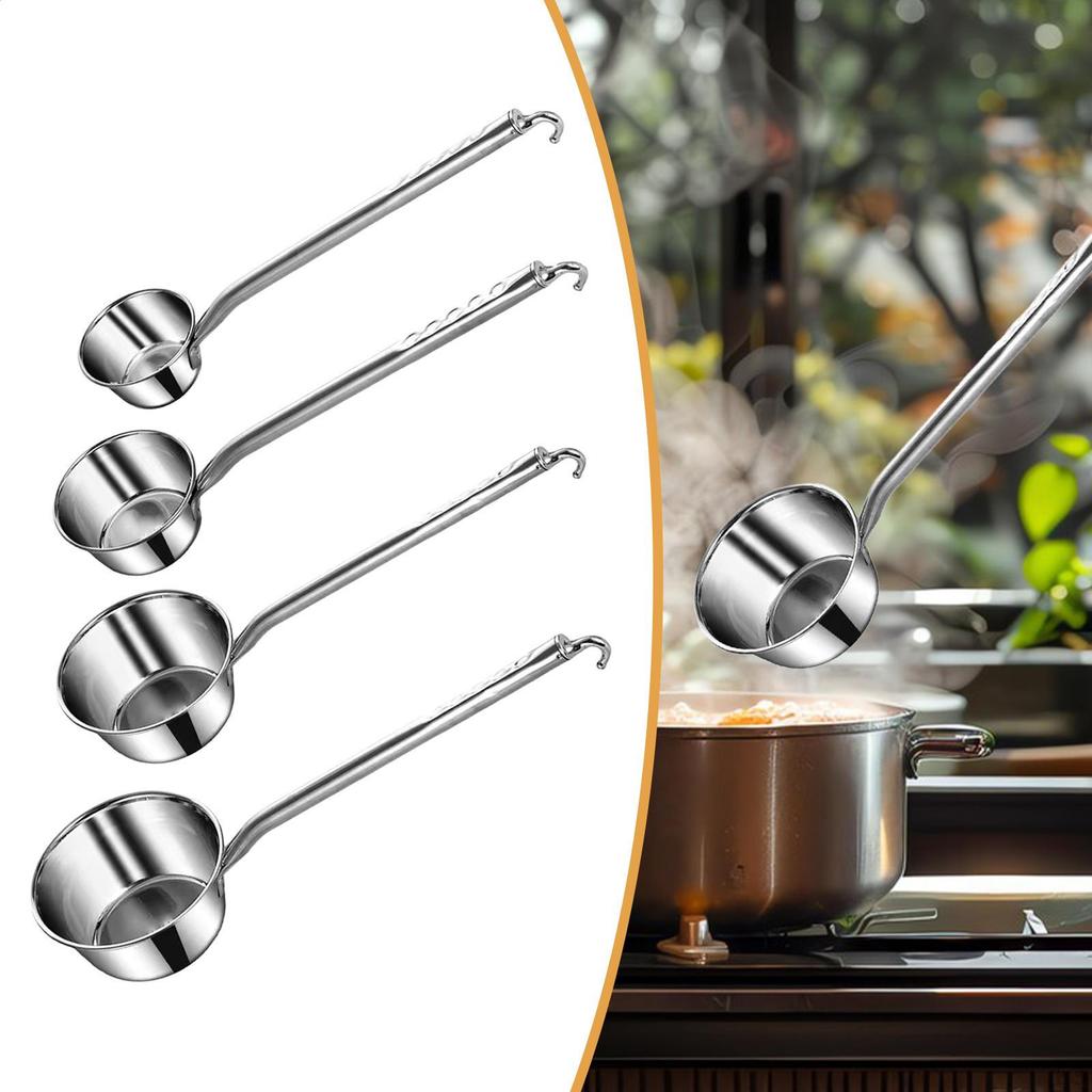 Stainless Steel Water Ladle Cup Long Handle Easy To Porridge Spoon Soup for Hair Washing
