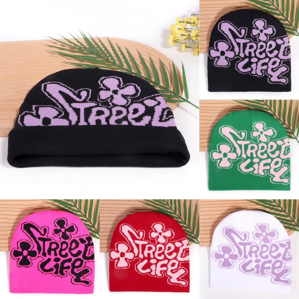 Design Letter Unisex Winter Hat With No Brim Cozy Thermal Feel For Cold Seasons