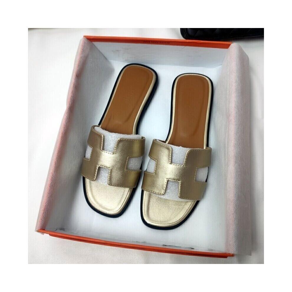 ( Gold, UK 9) Womens Summer Sandals Beach Flat Female Slippers Outdoor Sandals Shoes Size