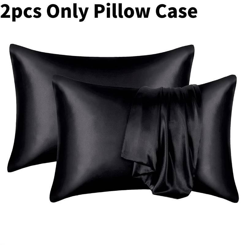 Luxurious Solid Color Satin Pillow Cases Set High Quality Soft Hypoallergenic Fabric