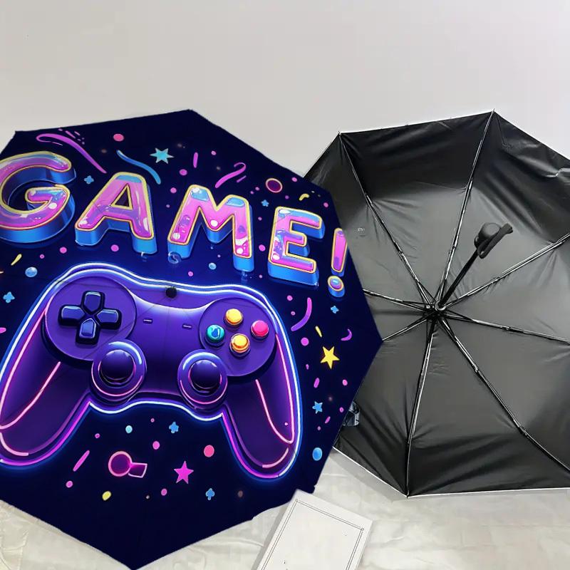 1PC game controller Automatic Open/Close Umbrella with Windproof, 8-Rib Sturdy Canopy, Durable Ribs, Fashionable Design, Outdoor Accessory, Fun Prin,