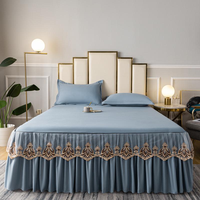 

Весенне-осенняя кружевная фиолетовая элитная бутиковая юбка для кровати корейской серии универсальный трехпредметный комплект для четырех сезонов покрывало новая принцесса 150*200cm