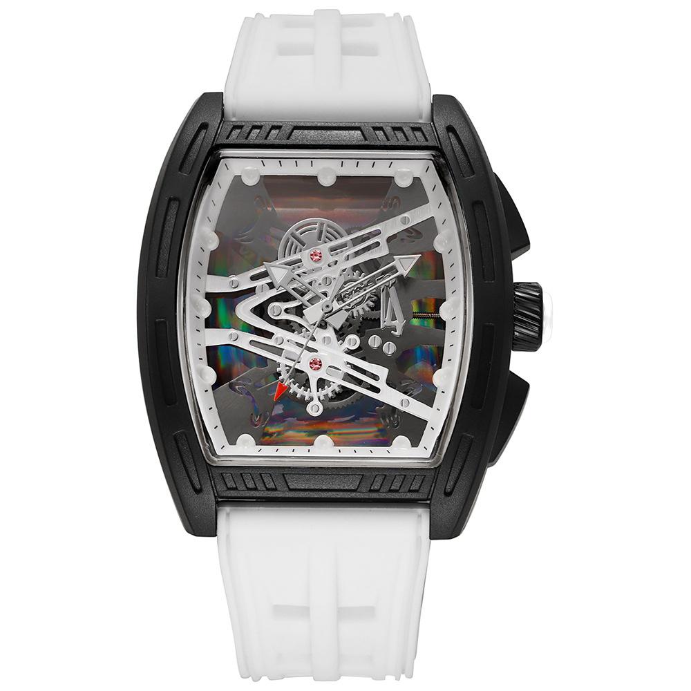 Men s Fashionable Barrel-Shaped Quartz Watch with Silicone Strap - Casual & Business Style.