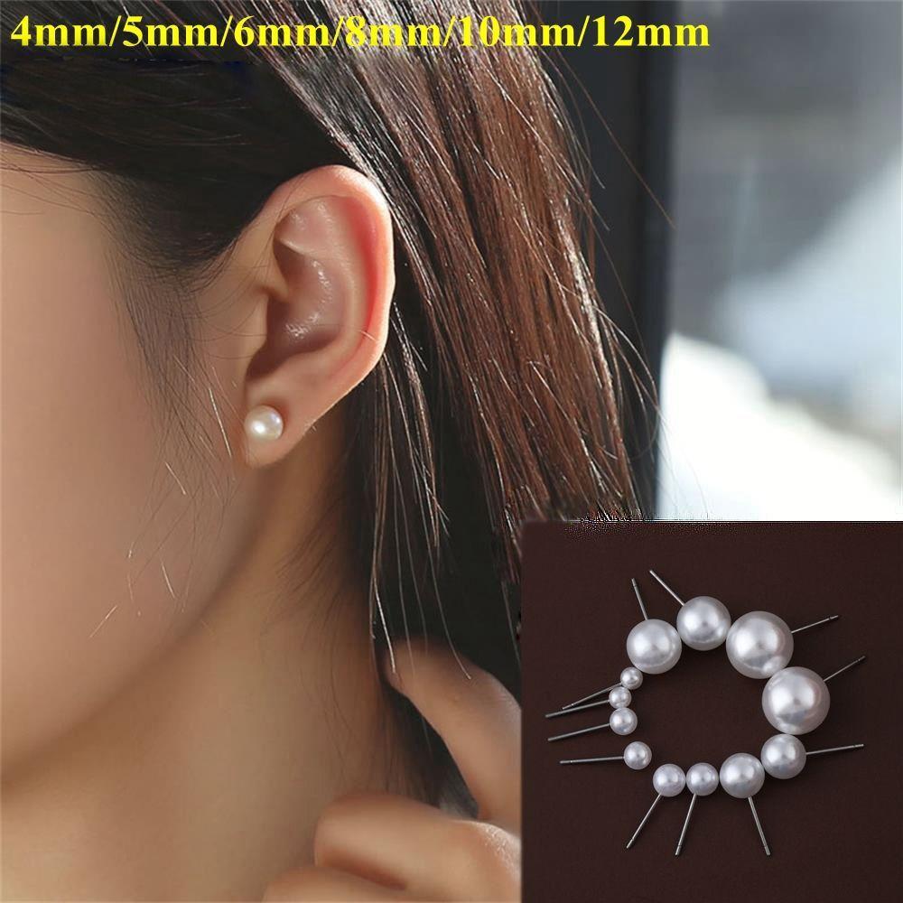 Elegant Pearl Earrings 4mm 5mm 6mm 8mm 10mm 12mm Ear Stud Round Ball Earrings  Wedding Engagement