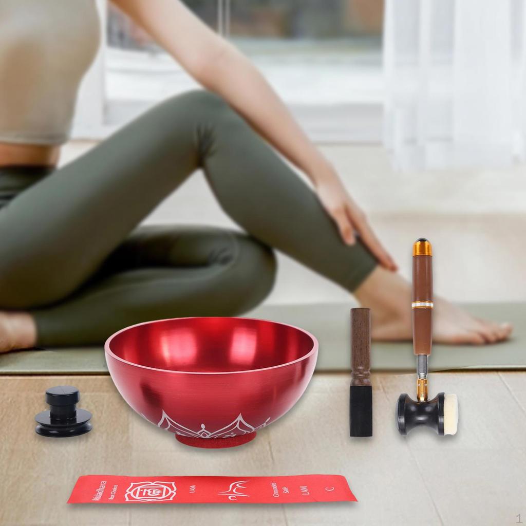 Sing Bowl Set Meditation Gong Instrument Creative Relaxing Decor Crafting with Mallet Ornament for