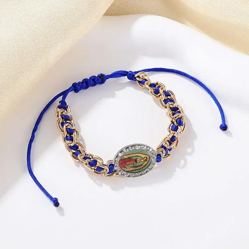 Exquisite Zircon Catholic Virgin Mary of Guadalupe Medal Necklace Women's Fashion Good Luck Amulet Jewelry