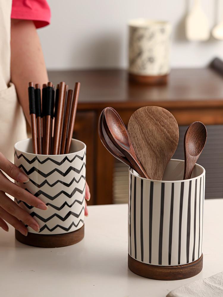 Keramický stojan na lžíce a vidličky domácí prémiová kuchyňská deska odtoková klec na hůlky kbelík na hůlky úložný stojan krabička na hůlky