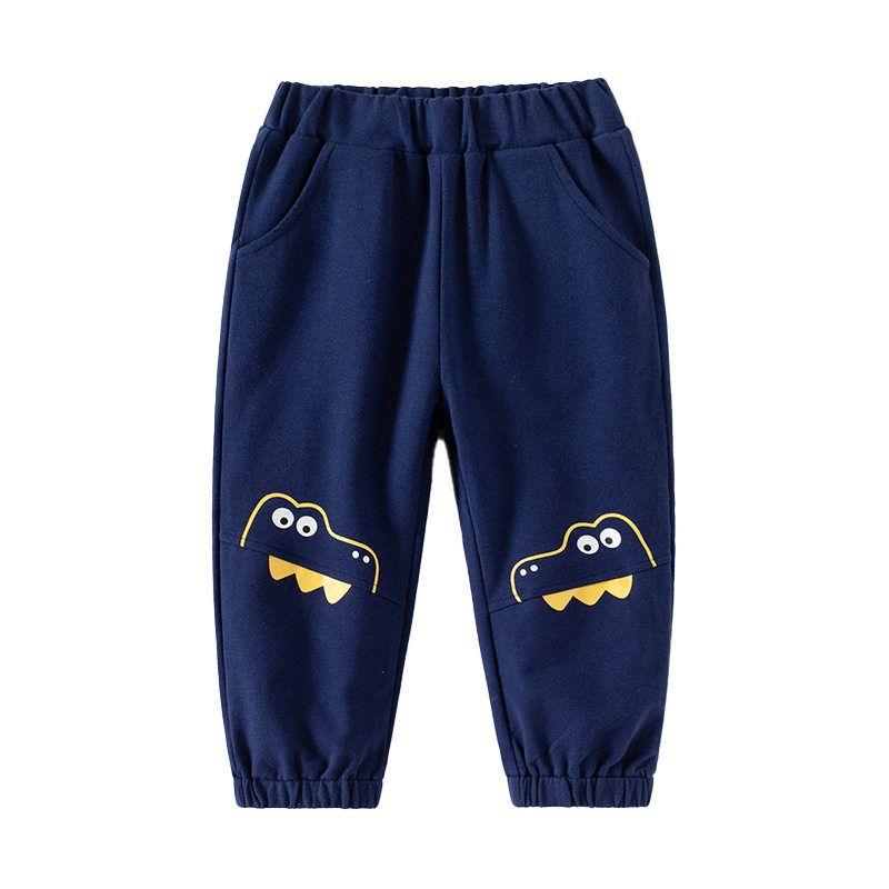 Boys' Sports Pants, Long Pants, Spring and Autumn Children's Clothing, Toddler Patchwork Dinosaur Mid-Waist Pants, Children's Casual Sweatpants