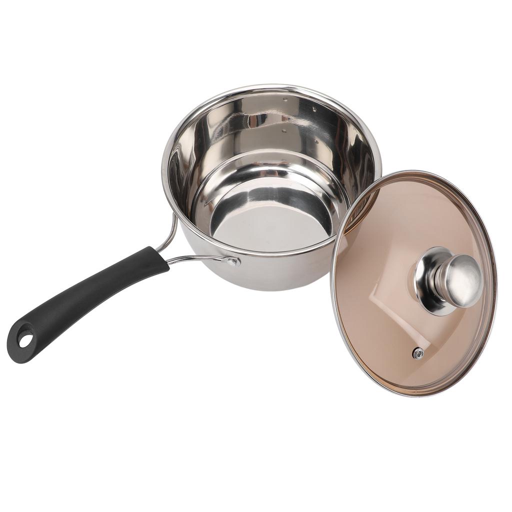 Milk Pot for Stove Top Stainless Steel with Lid Single Handle Saucepan Household Kitchen Utensils