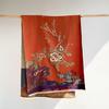 400g Retro Ethnic Bluebird Scarf: Women's Winter Warm Neck Warmer, High-End Imitation Cashmere Shawl.