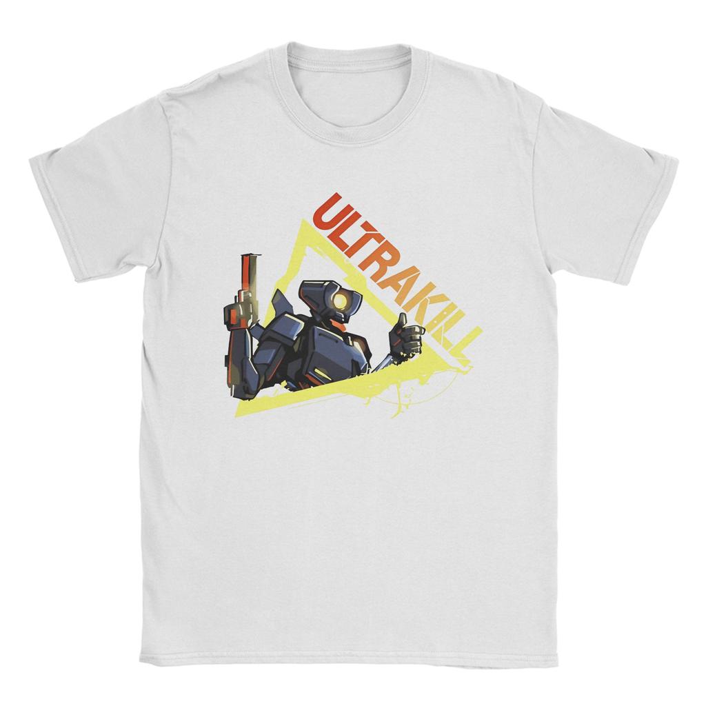 Ultrakill Schießspiel Blut ist Treibstoff Herren T-Shirts V1 Rock T-Shirt Kurzarm Rundhals T-Shirt 100% Baumwolle Sommerkleidung