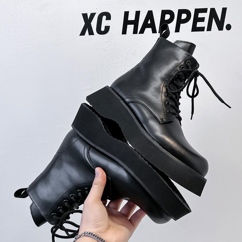 High-top Martin boots men's spring and autumn British style retro big-headed men's shoes muffin platform locomotive boots 23411-A