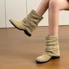 Fashion High Heels Women Hollow Short Boots 2025 New Autumn Fad Buckle Shoes Designer Chelsea Ankle Boots Dress Pumps Zapatillas Mujer