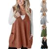 European American Women's Knitted Vest Dress TK2025 - New Casual Pocket Sweater Dress