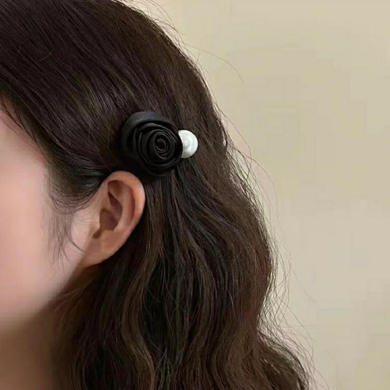 Retro Satin Rose Grab Clip Feminine Hair Clip Large Shark Clip Hair Accessory