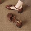 Krazing Pot Cow Skin Med Heels European Design Summer Size 40 Circle Buckle Straps Women Sandals