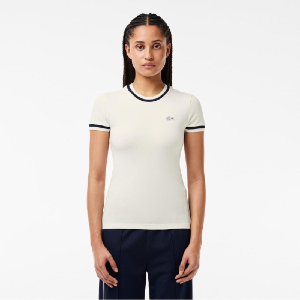 

LACOSTE Женская приталенная футболка с короткими рукавами [белая]